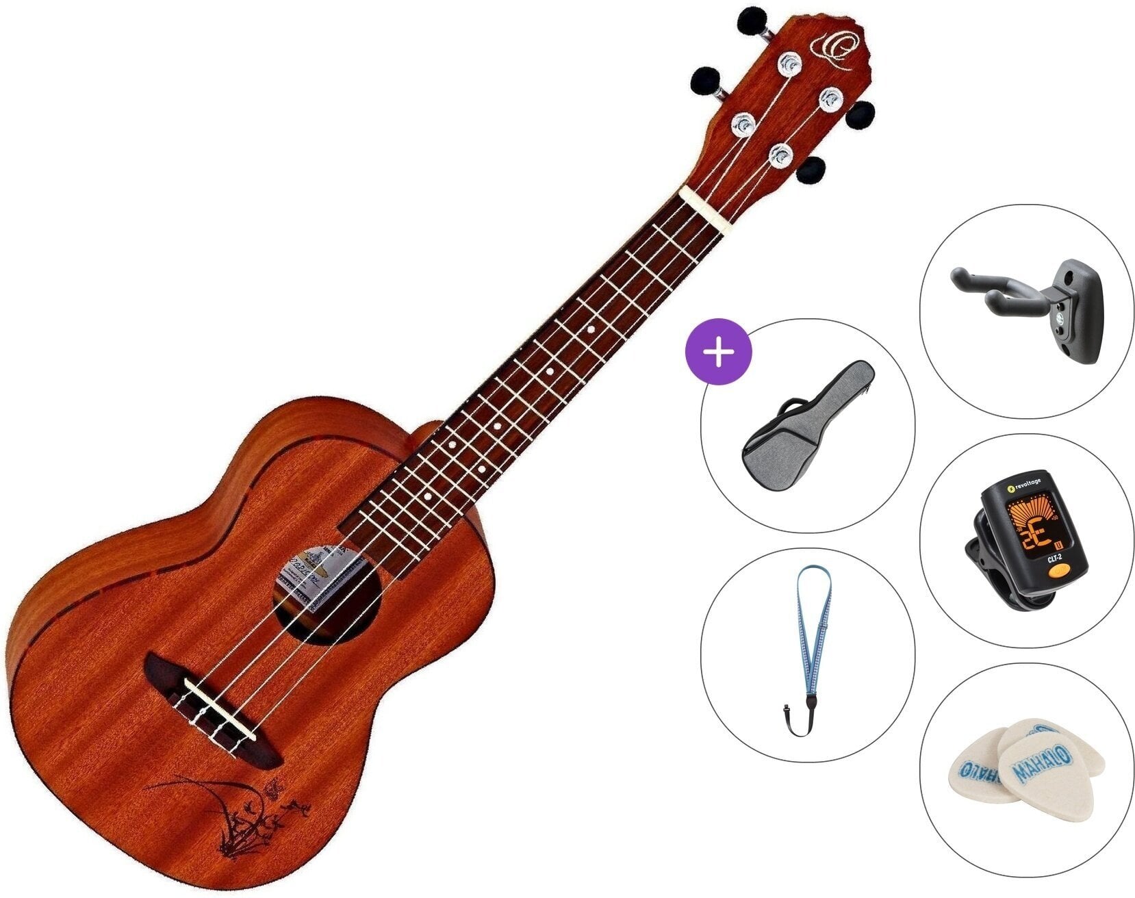 Concertukelele Ortega RU5MM Premium SET Natural Concertukelele
