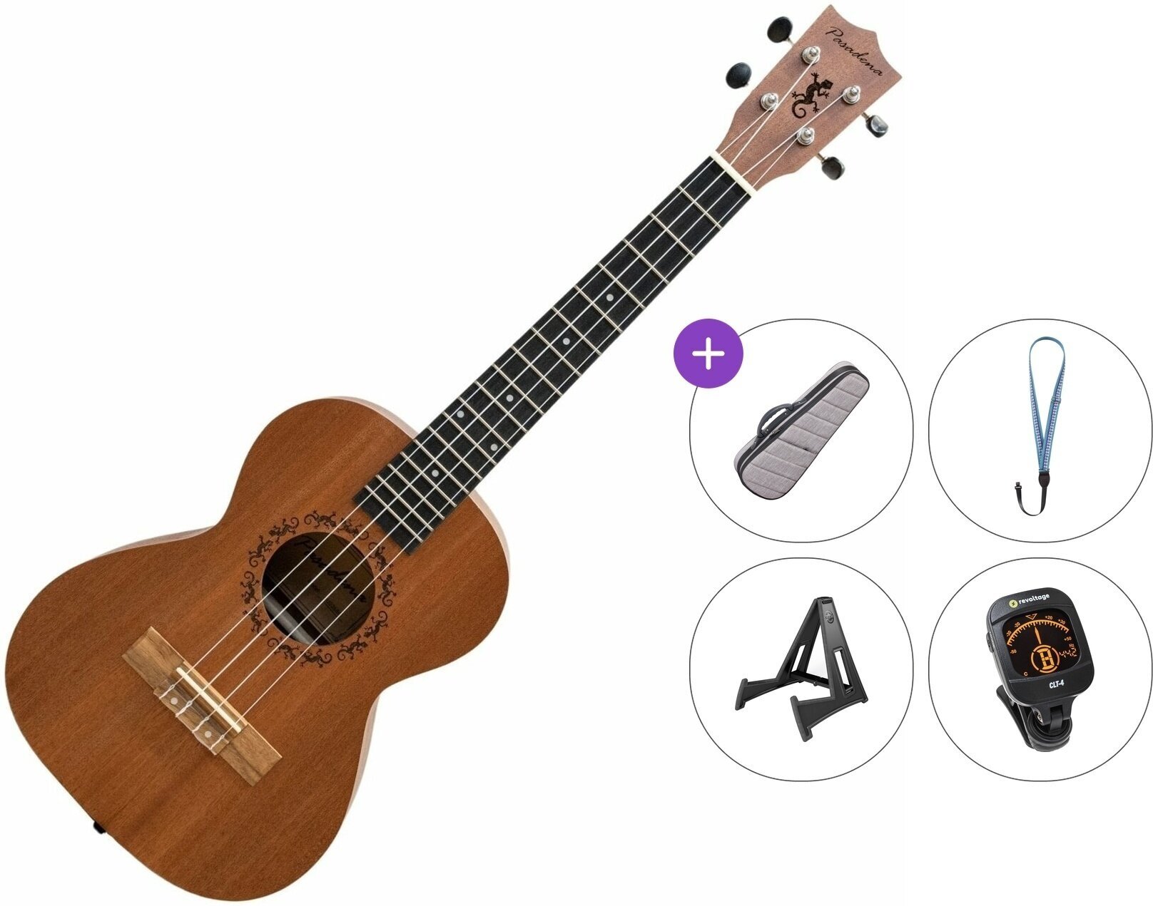 Tenor ukulele Pasadena SU026BG Premium SET Natural Tenor ukulele