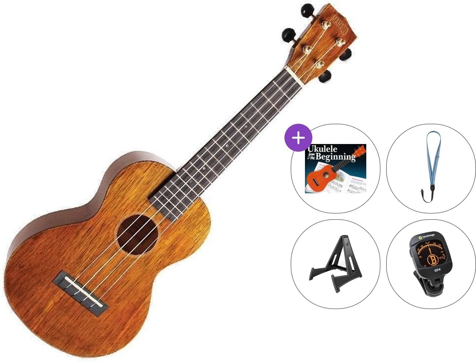 Konzert-Ukulele Mahalo MH2-VNA Premium SET Vintage Natural Konzert-Ukulele