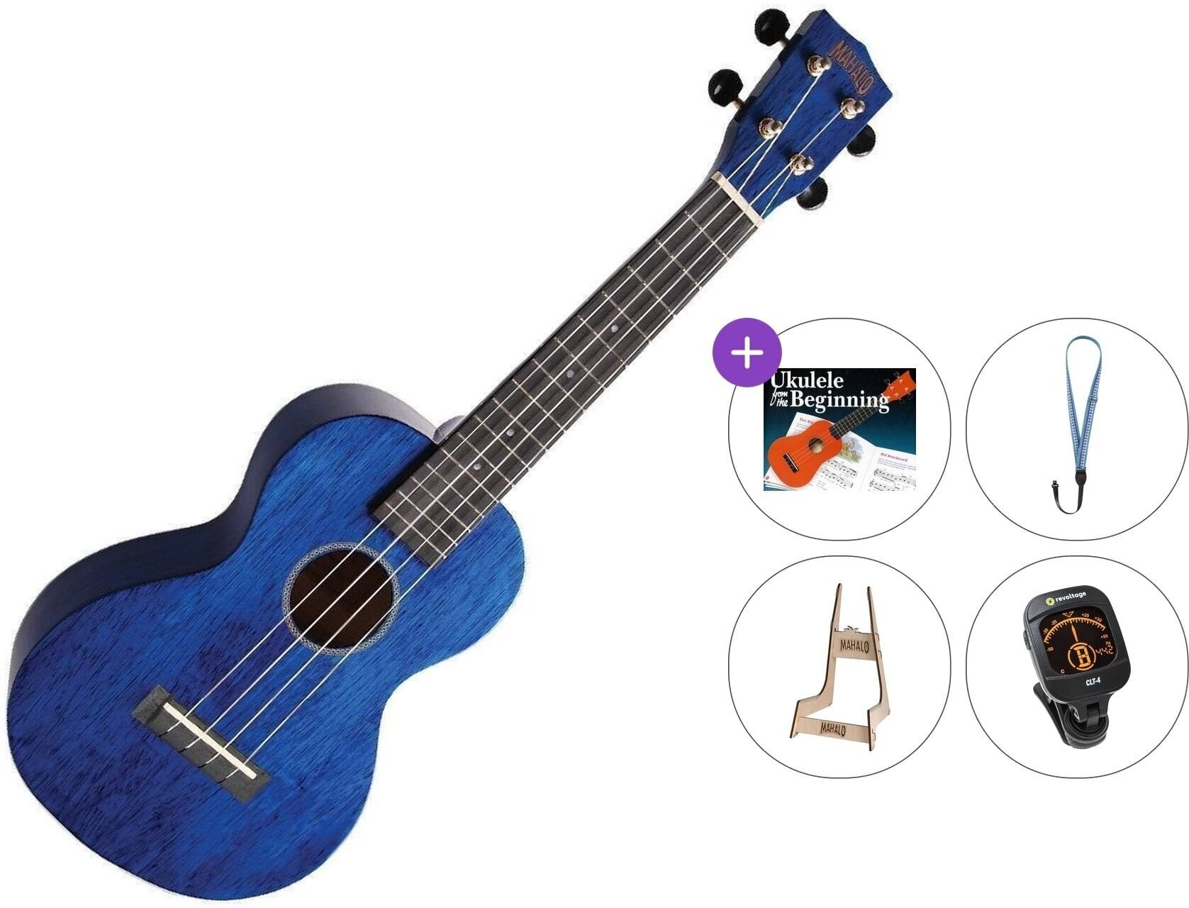 Concert Ukulele Mahalo MH2-TBU Premium SET Trans Blue Concert Ukulele