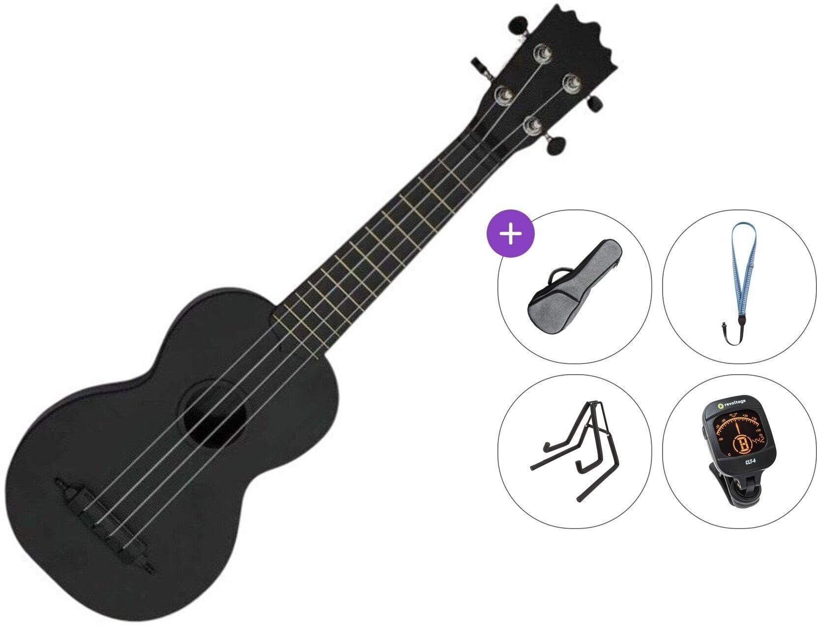 Sopránové ukulele Pasadena WU-21X Premium SET Black Sopránové ukulele