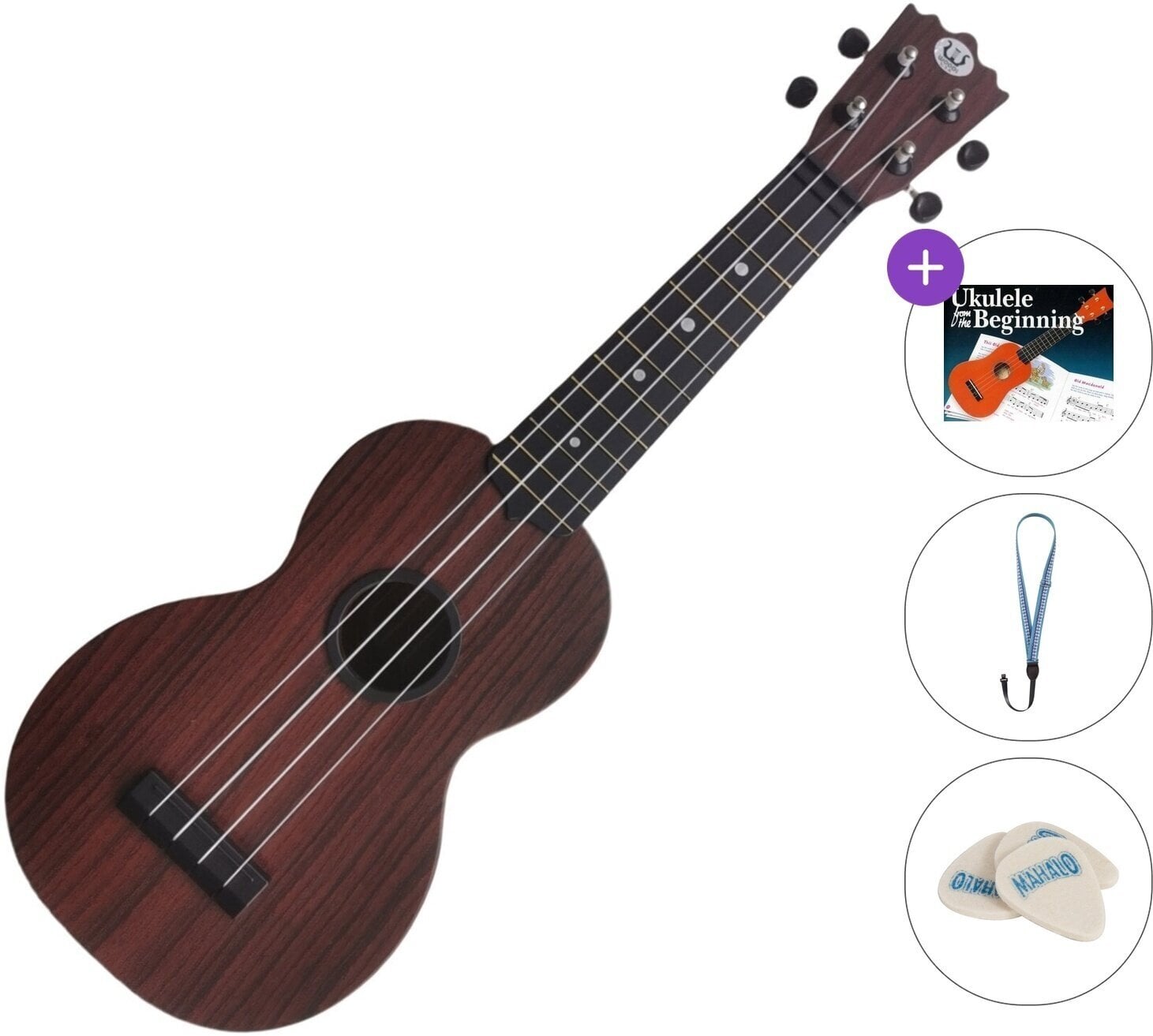 Sopran ukulele Pasadena WU-21W(BK) Standard SET Wood Grain (Black) Sopran ukulele