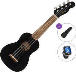 Soprano Ukulele Fender Venice WN BK Basic SET Black Soprano Ukulele