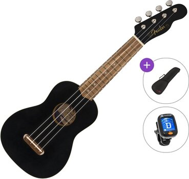 Soprano Ukulele Fender Venice WN BK Basic SET Black Soprano Ukulele - 1
