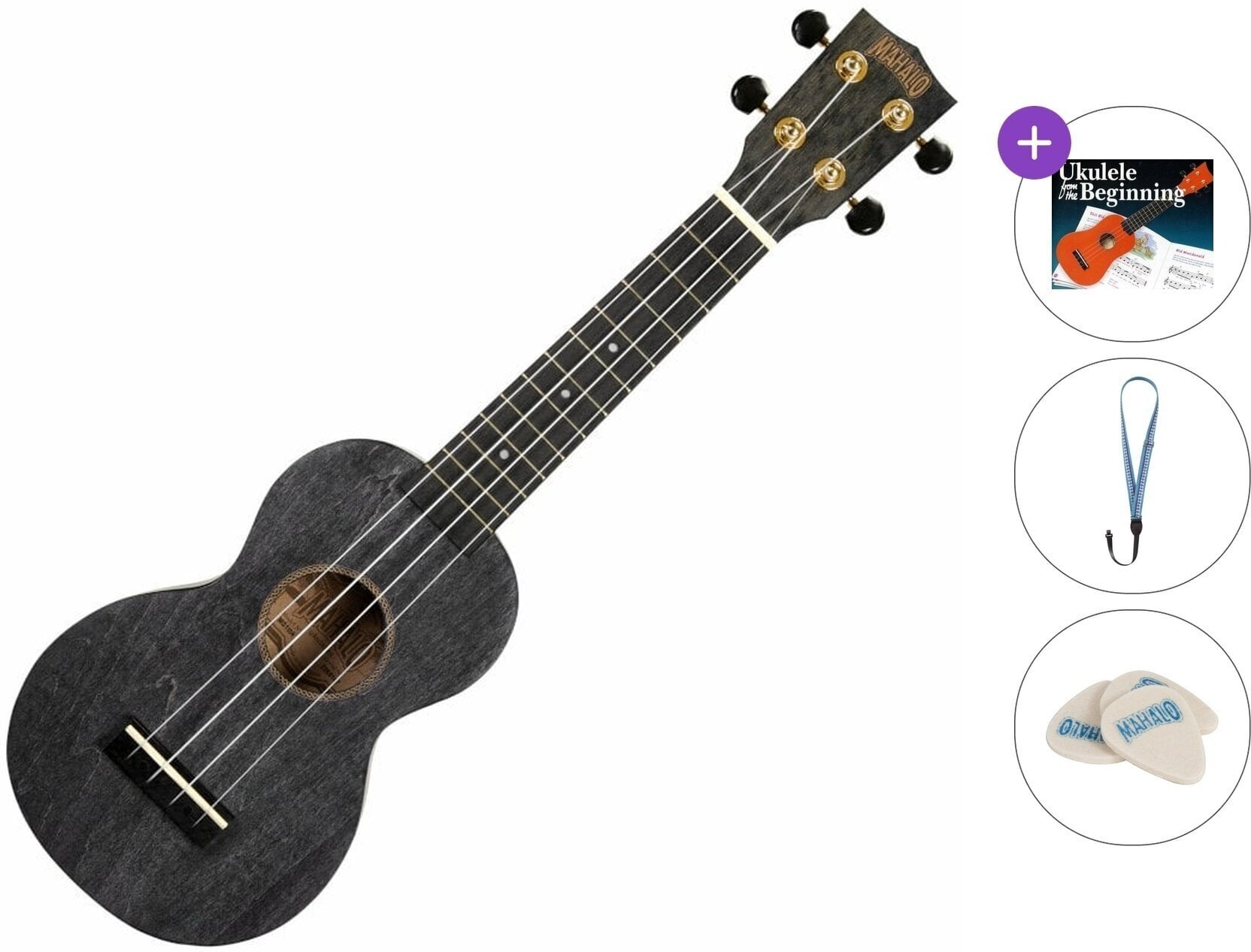 Сопрано укулеле Mahalo MS1TBK Standard SET Transparent Black Сопрано укулеле