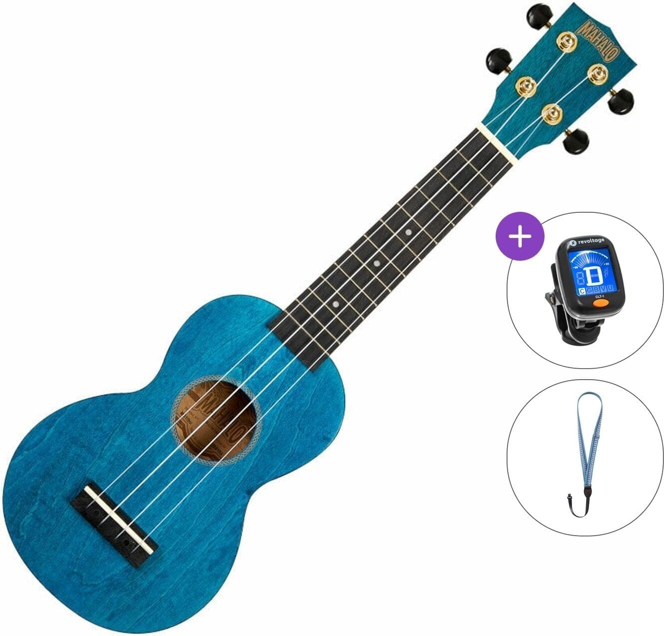 Ukulele soprano Mahalo MS1TBU Basic SET Transparent Blue Ukulele soprano