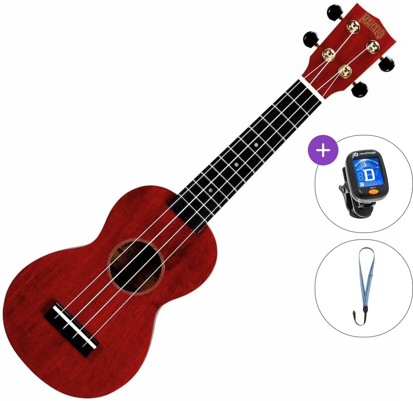 Ukulele soprano Mahalo MS1TRD Basic SET Transparent Red Ukulele soprano