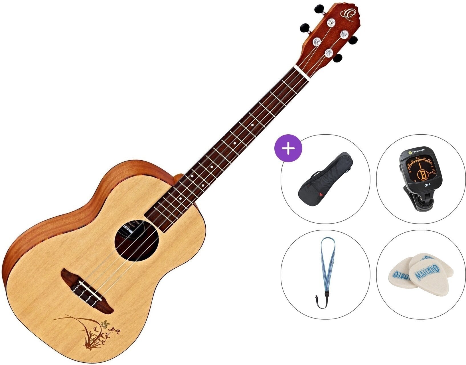 Bariton-ukelele Ortega RU5-BA Standard SET Natural Bariton-ukelele