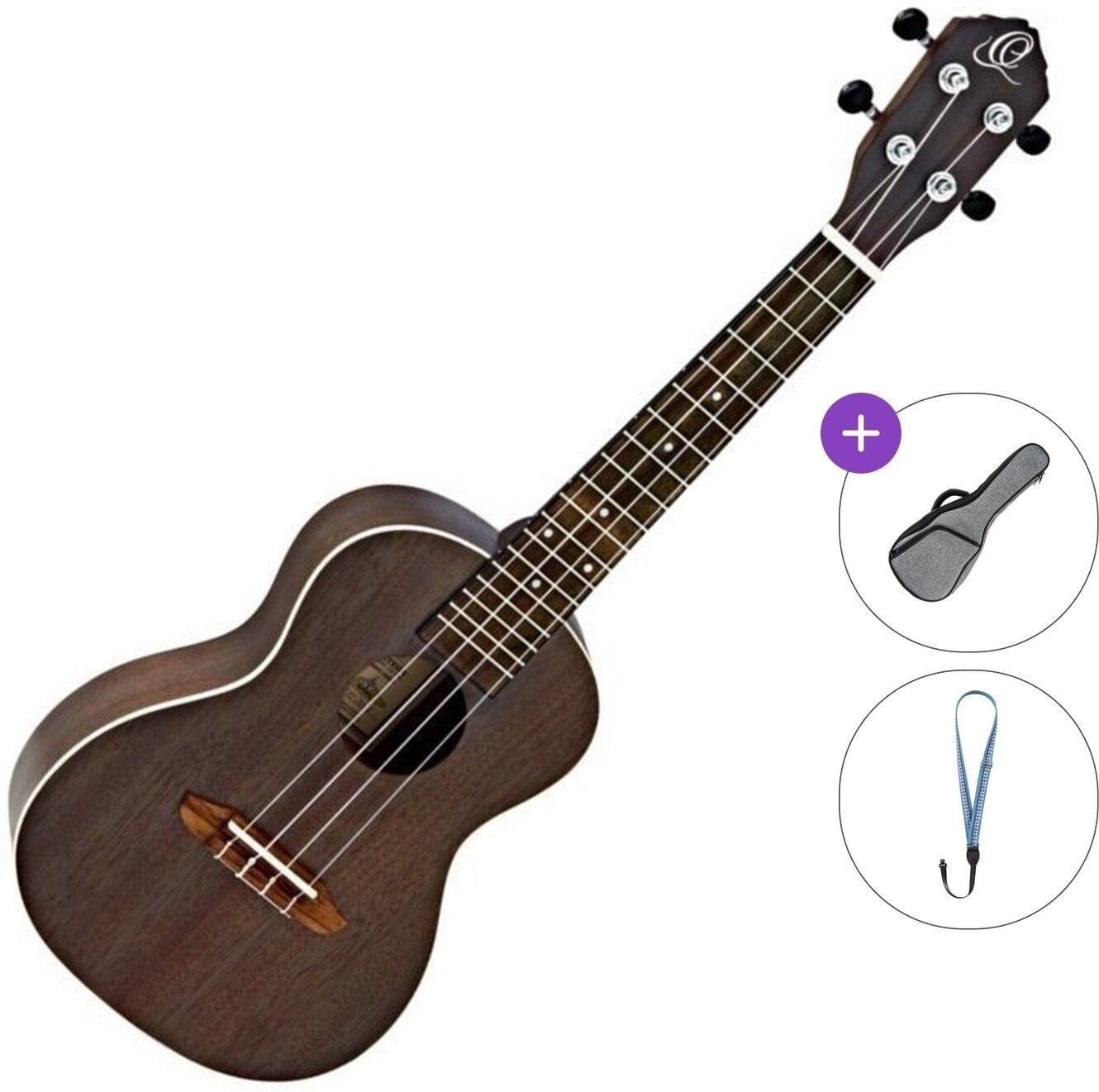 Ukelele de concierto Ortega RUCOAL Basic SET Coal Black Ukelele de concierto