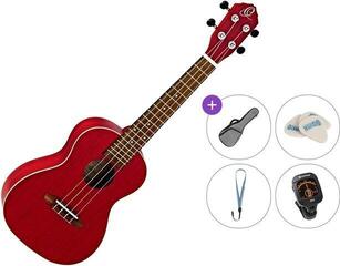 Concert Ukulele Ortega RUFIRE Standard SET Fire Red Concert Ukulele