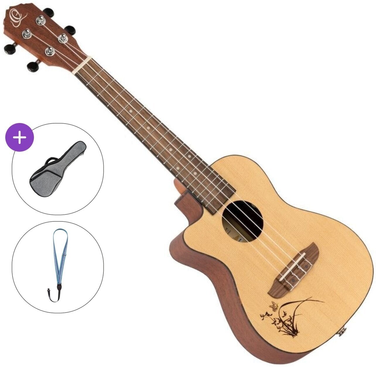 Konzert-Ukulele Ortega RU5CE-L Basic SET Natural Konzert-Ukulele