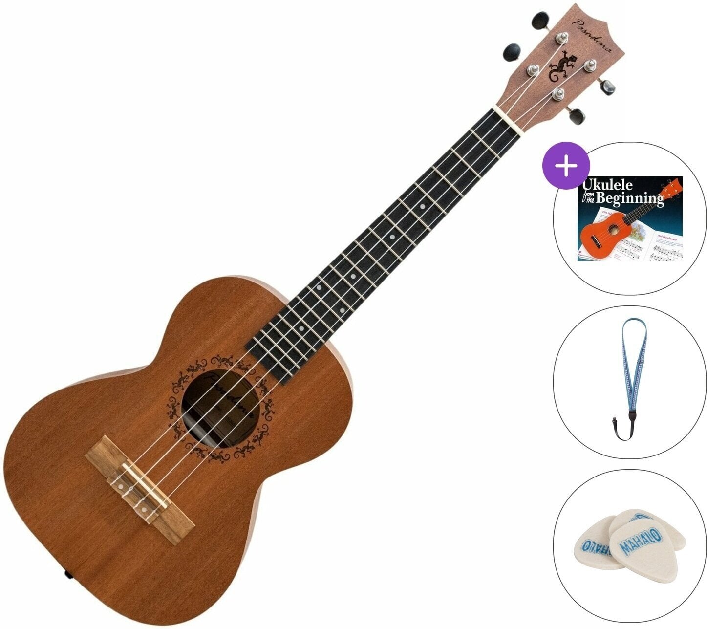 Tenor-ukuleler Pasadena SU026BG Standard SET Natural Tenor-ukuleler