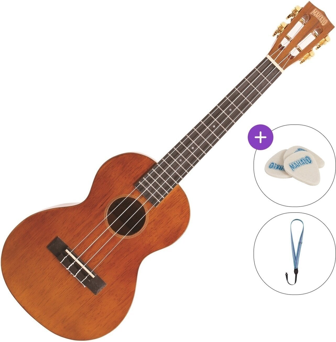 Tenor-ukuleler Mahalo MH3 Basic SET Vintage Natural Tenor-ukuleler