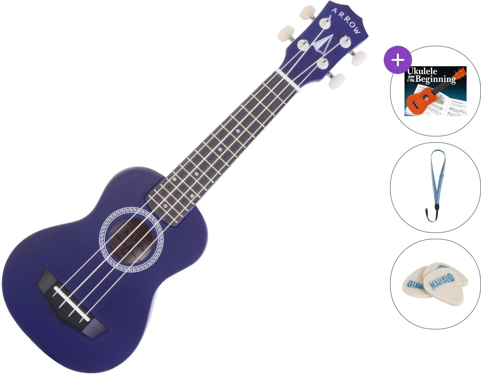 Soprano Ukulele Arrow PB10 S Standard SET Dark Blue Soprano Ukulele