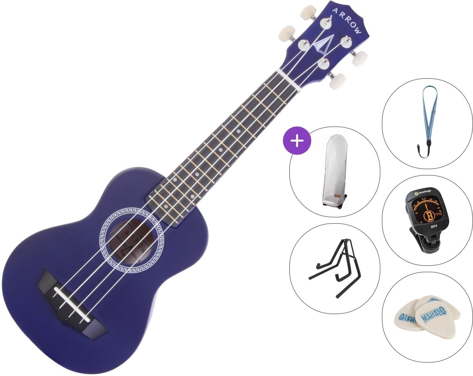Soprano Ukulele Arrow PB10 S Premium SET Dark Blue Soprano Ukulele