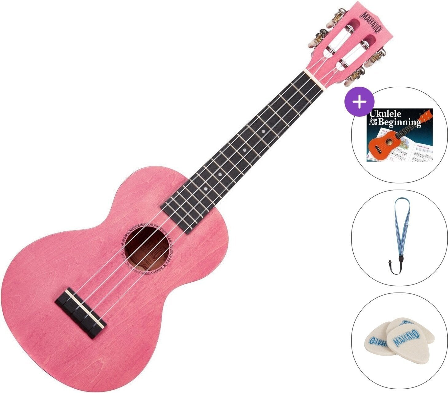 Konserttiukulele Mahalo ML2CP Standard SET Coral Pink Konserttiukulele
