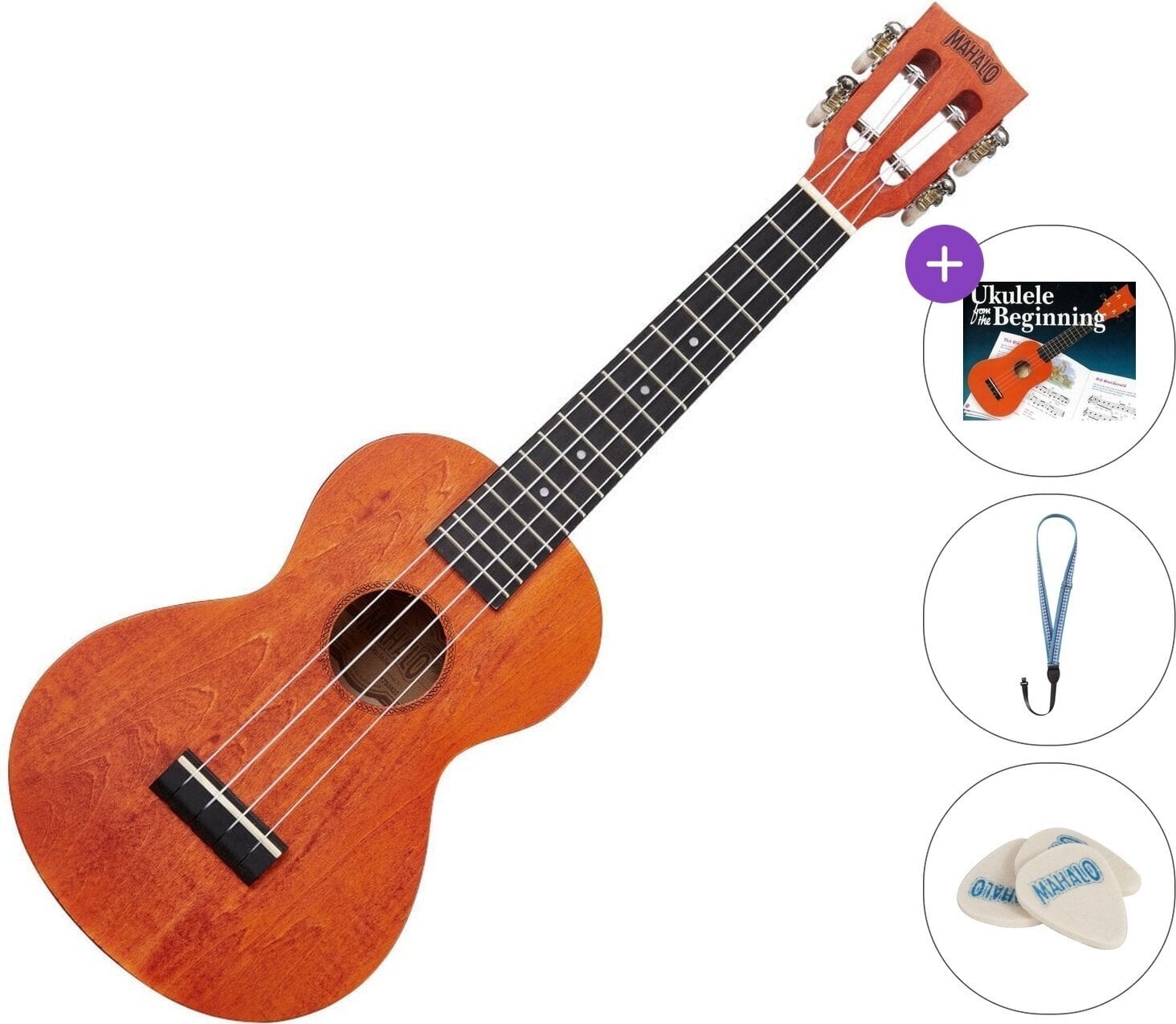 Konserttiukulele Mahalo ML2OS Standard SET Orange Sunset Fade Konserttiukulele