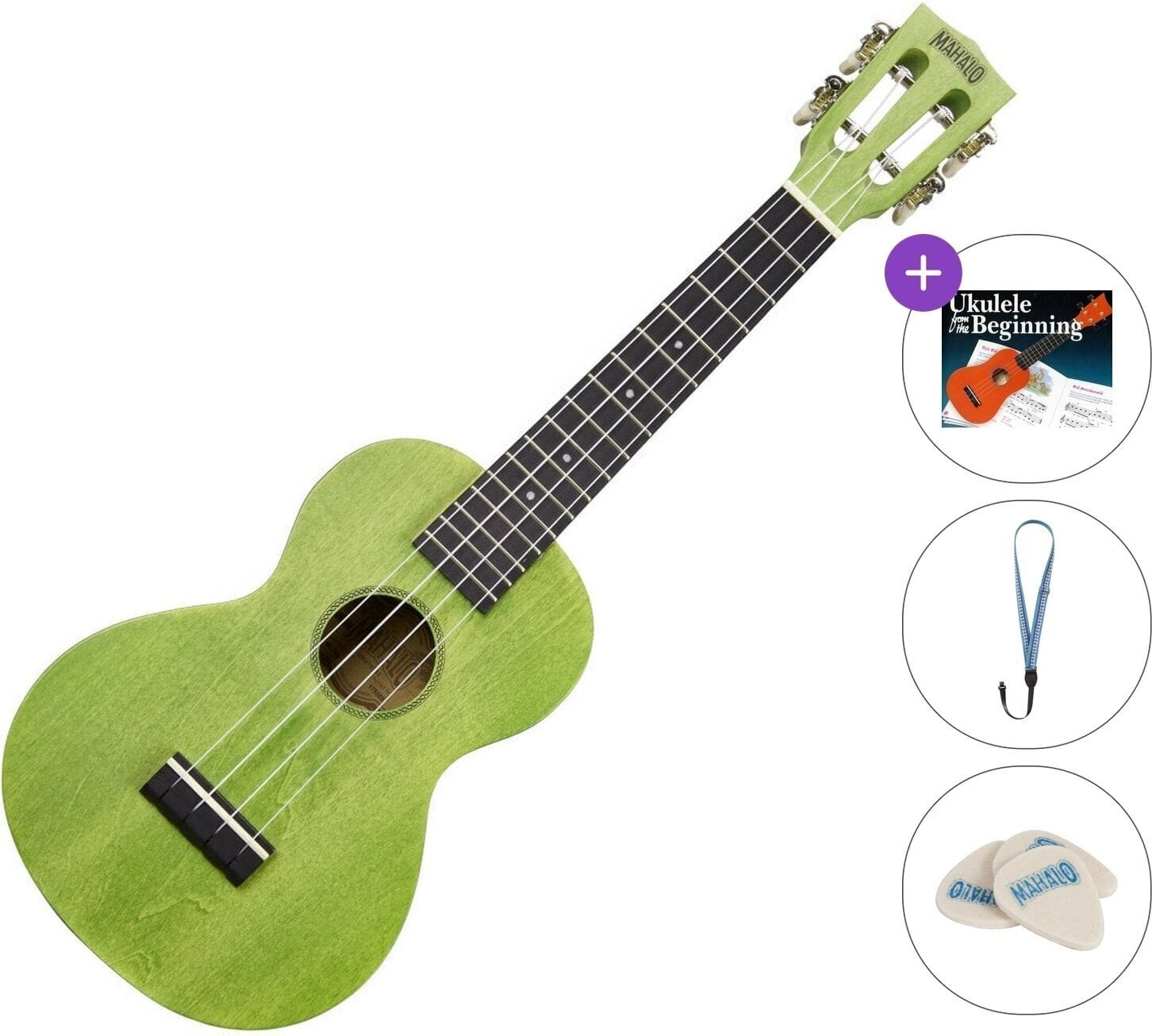 Koncertinė ukulelė Mahalo ML2SG Standard SET Sea Foam Green Koncertinė ukulelė