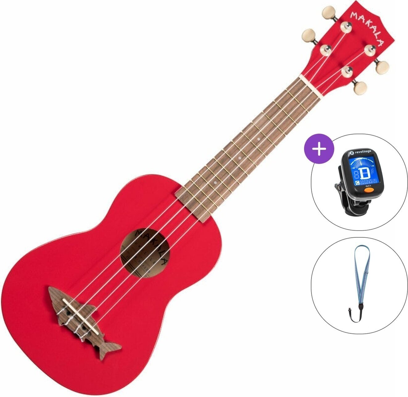 Ukulele soprano Kala Makala Shark Basic SET Red Ukulele soprano