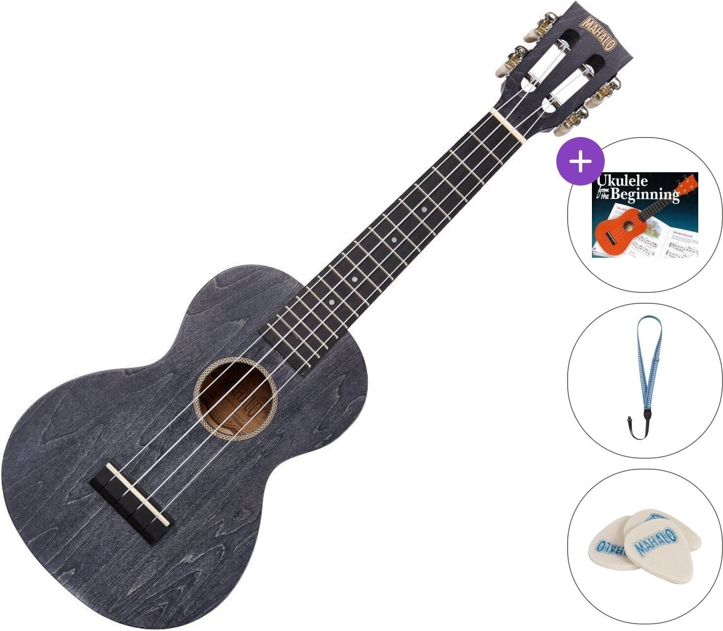 Konsert-ukulele Mahalo ML2SH Standard SET Smoke Haze Konsert-ukulele