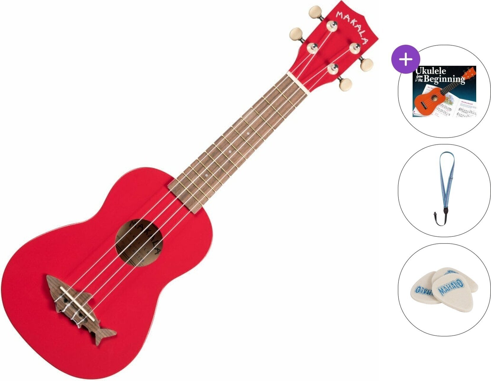Ukulele soprano Kala Makala Shark Standard SET Red Ukulele soprano