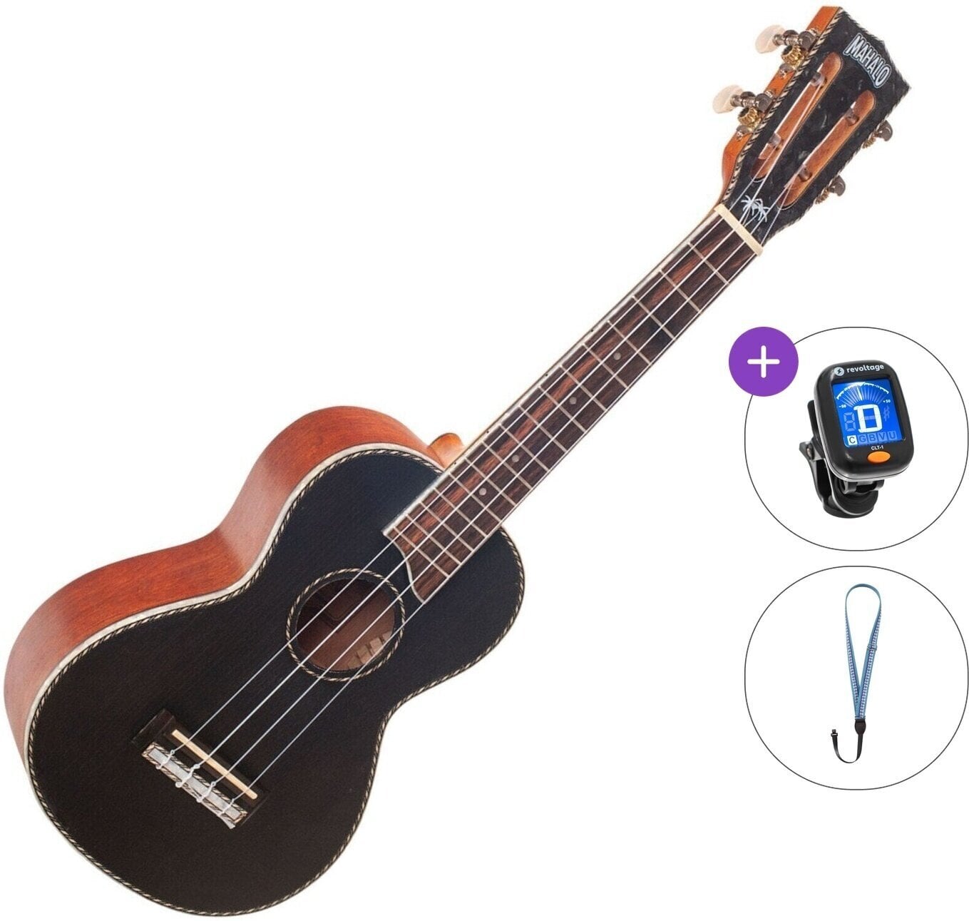 Konzert-Ukulele Mahalo MP2 Basic SET Black Konzert-Ukulele