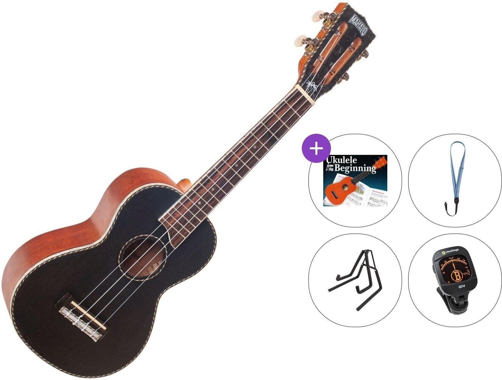 Concert Ukulele Mahalo MP2 Premium SET Black Concert Ukulele
