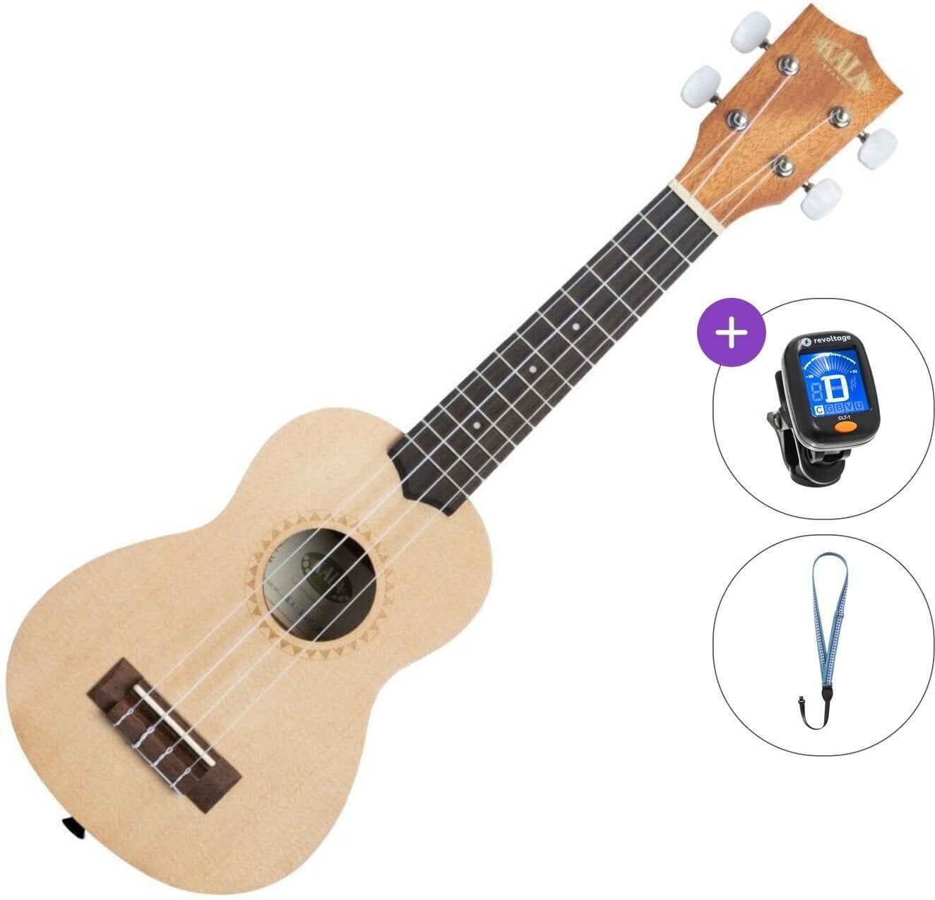 Sopran Ukulele Kala KA-15-S-S-W/UBS-R Basic SET Natural Satin Sopran Ukulele