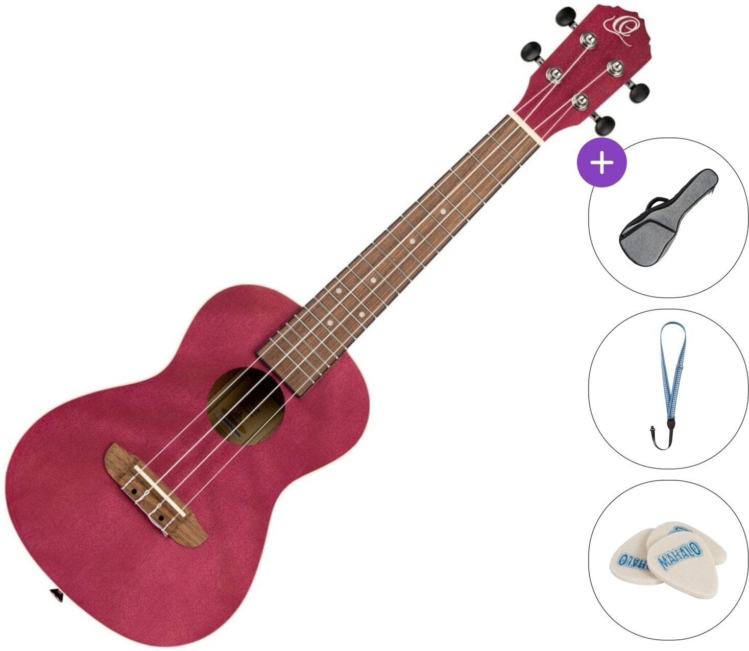 Ukulele concert Ortega RURUBY Standard SET Ruby Raspberry Ukulele concert