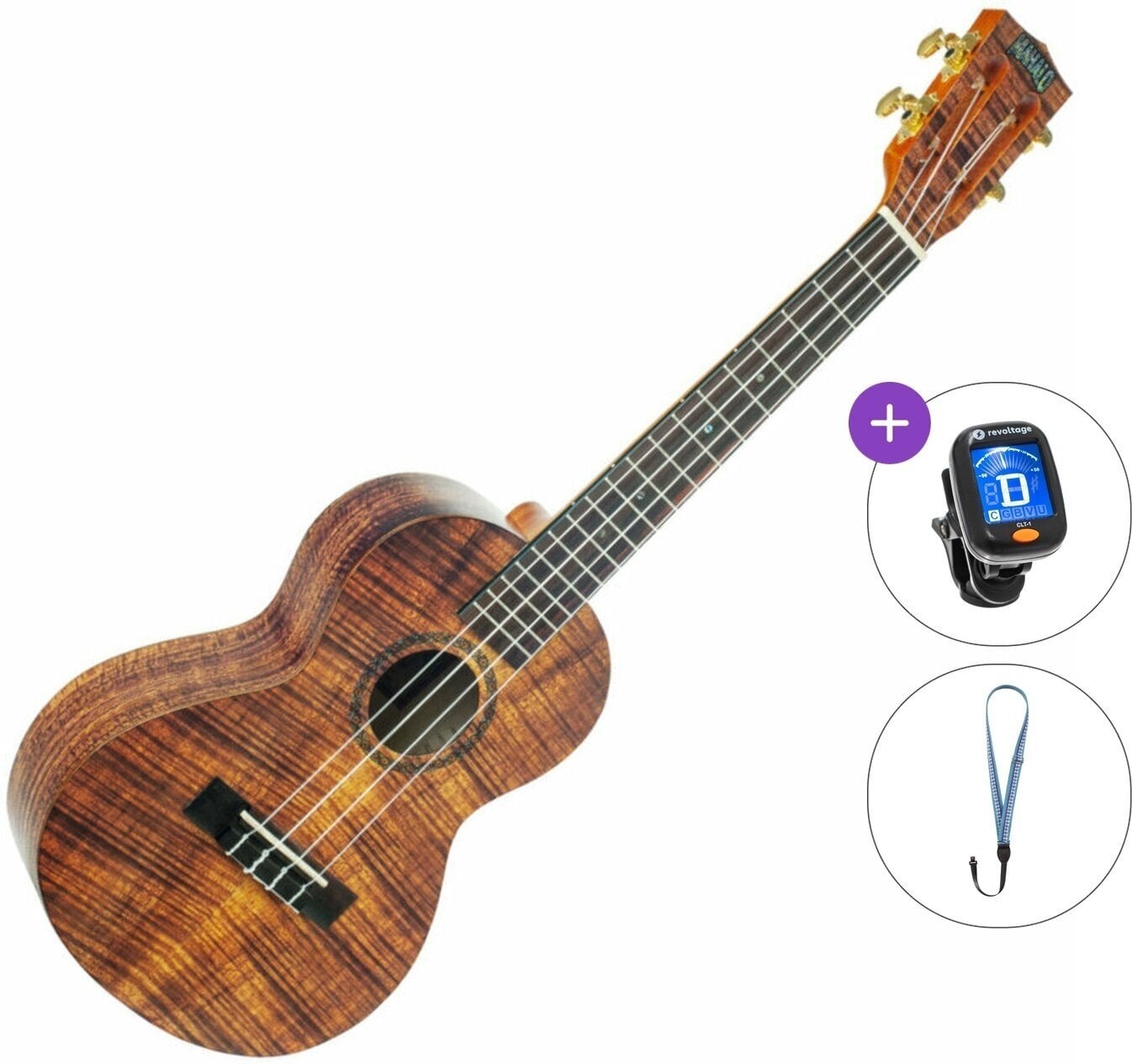 Tenor-ukuleler Mahalo MA3KA Artist Elite Series Basic SET Photo Flame Koa Tenor-ukuleler