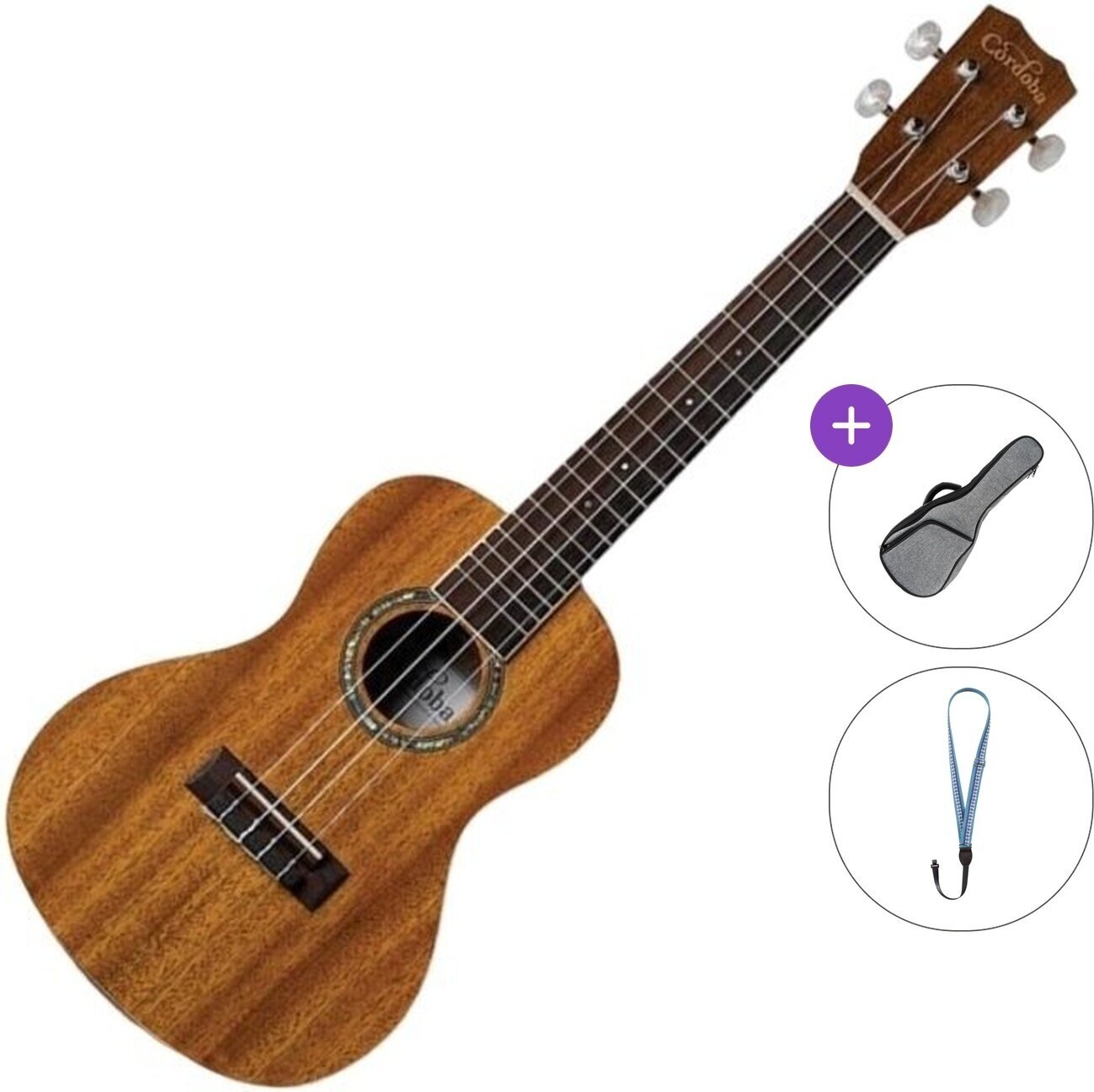 Ukulele concert Cordoba 15CM Basic SET Natural Ukulele concert