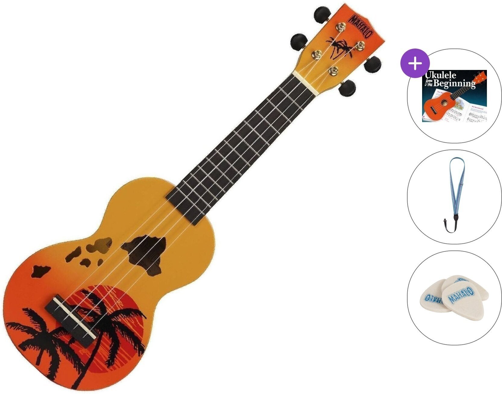 Soprano Ukulele Mahalo Hawaii Standard SET Hawaii Orange Burst Soprano Ukulele