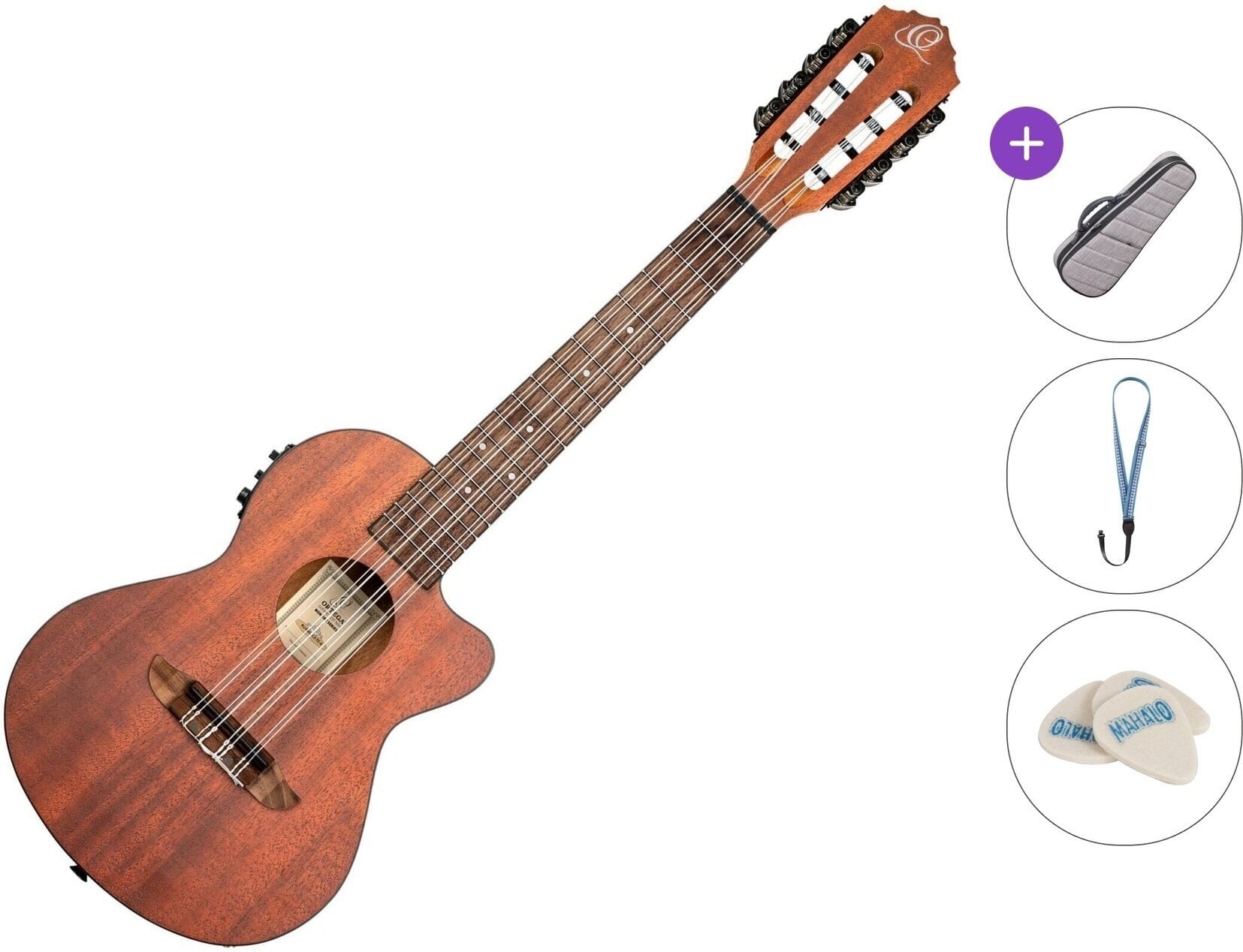 Tenora ukulele Ortega RU4MM-CE-TE-8 Standard SET Mahogany Natural Tenora ukulele