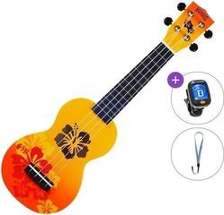 Ukulele soprano Mahalo Hibiscus Basic SET Hibiscus Orange Burst Ukulele soprano