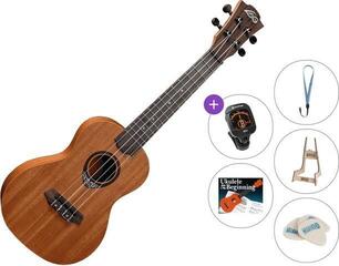 Concert Ukulele LAG TKU-110 Tiki Uku Premium SET Natural Concert Ukulele