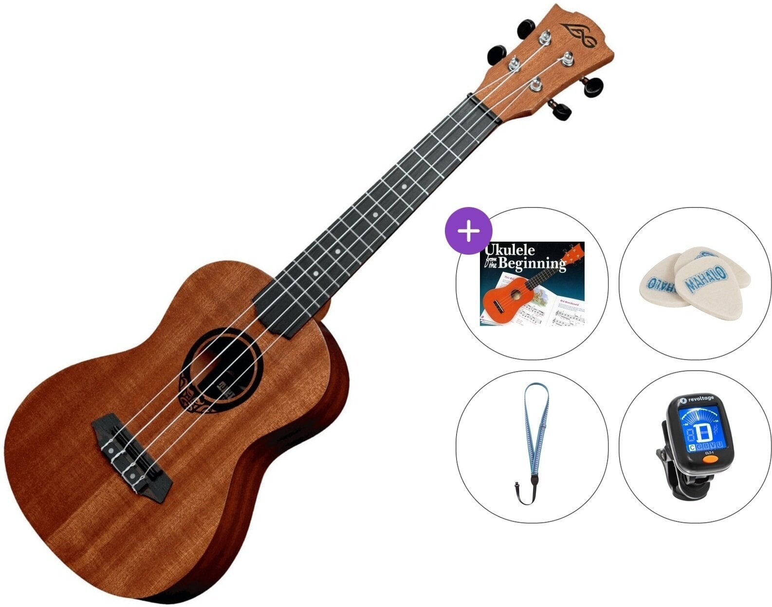 Konserttiukulele LAG TKU-8C Tiki Uku Standard SET Natural Konserttiukulele