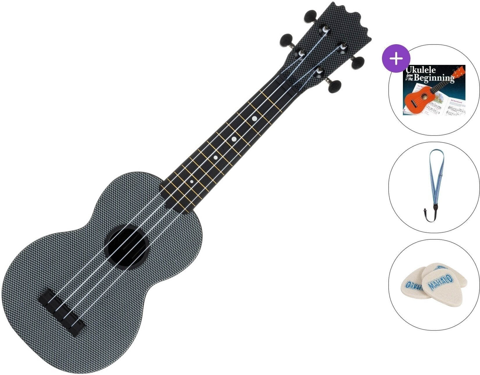 Sopran ukulele Pasadena WU-21G1-BK Standard SET Gray Sopran ukulele