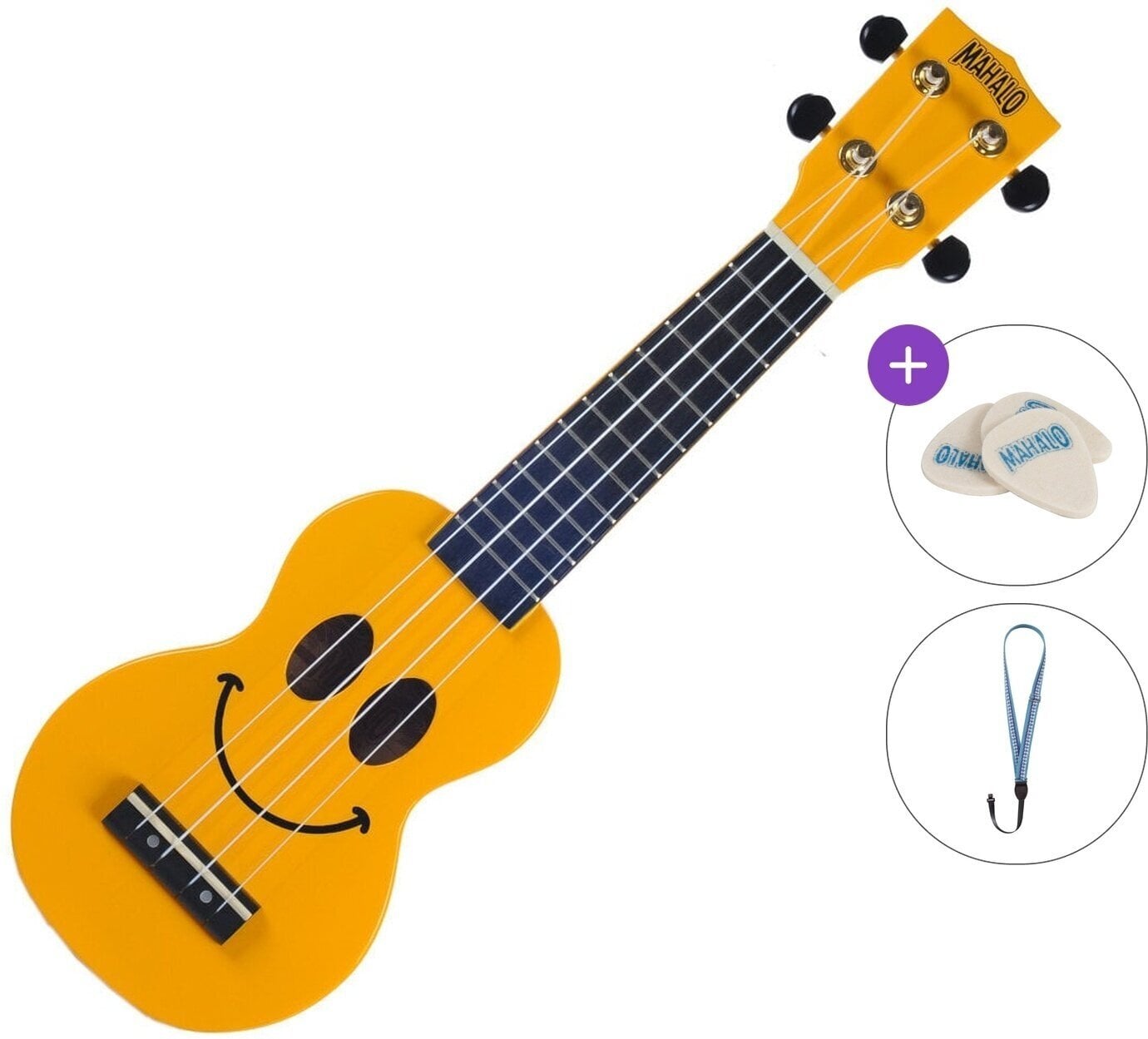 Soprano Ukulele Mahalo U-SMILINO Basic SET Yellow Soprano Ukulele