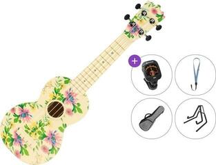 Ukulele soprano Pasadena WU-21F3-WH Premium SET Floral Ukulele soprano