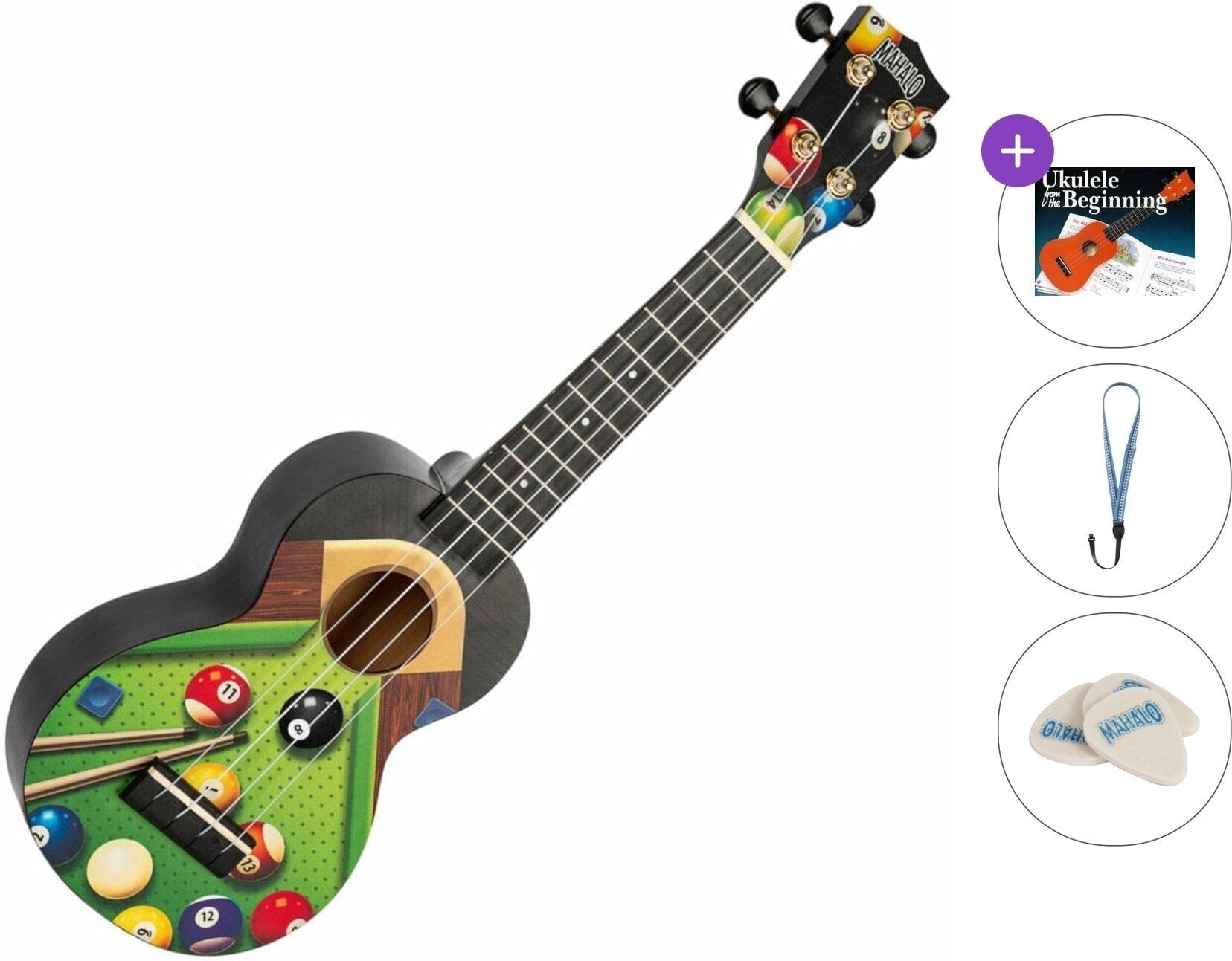 Ukulele soprano Mahalo MA1PL Art Series Standard SET Pool Ukulele soprano
