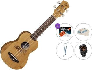 Soprano Ukulele Luna UKE BAMBOO S Standard SET Natural Soprano Ukulele