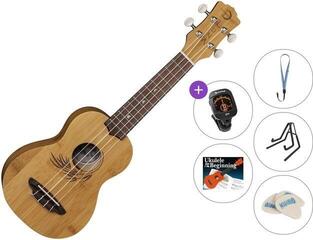 Soprano Ukulele Luna UKE BAMBOO S Premium SET Natural Soprano Ukulele