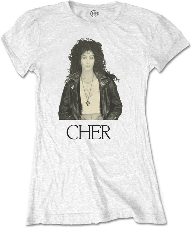 T-shirt Cher T-shirt Leather Jacket Femme White L