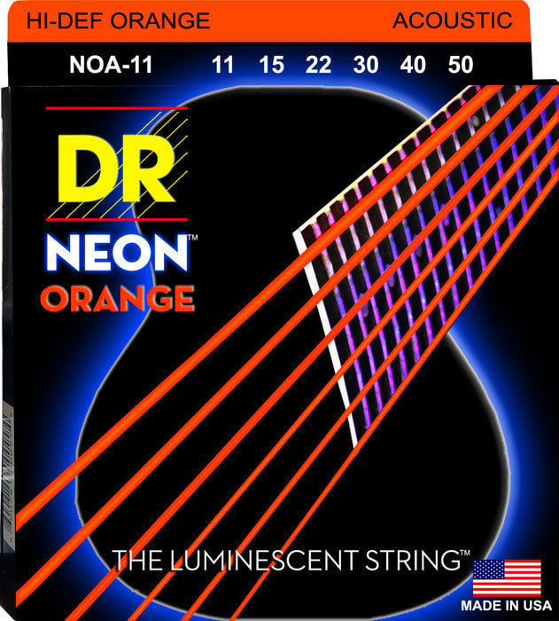 Struny pro akustickou kytaru DR Strings NOA-11 HiDef Neon