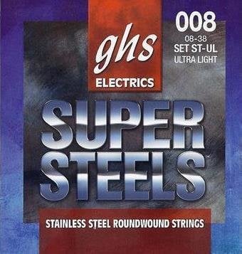 Snaren voor elektrische gitaar GHS Super Steels 8-38