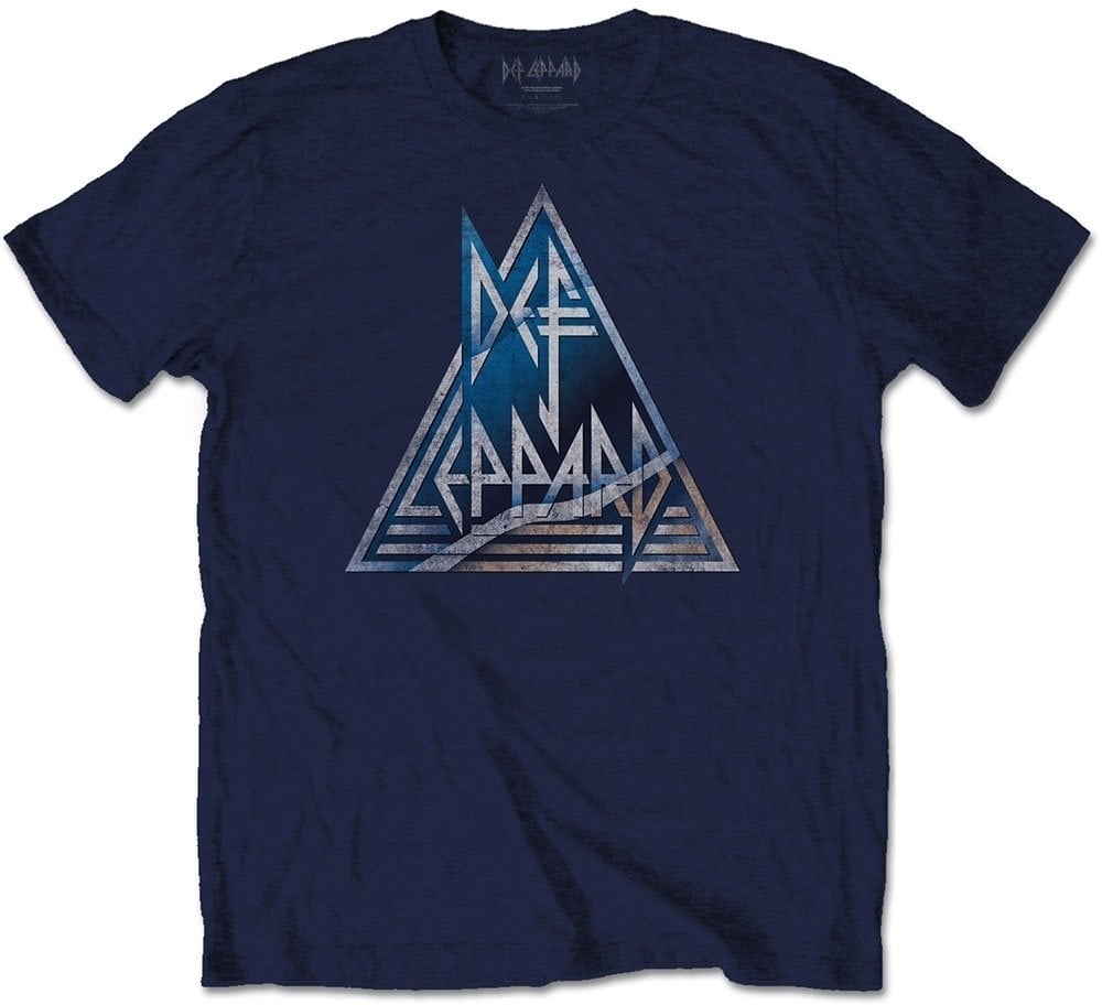 T-shirt Def Leppard T-shirt Unisex Tee Triangle Logo Navy L