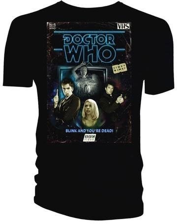 Tricou Doctor Who Tricou Retro VHS Cover 10th Doctor Negru XL