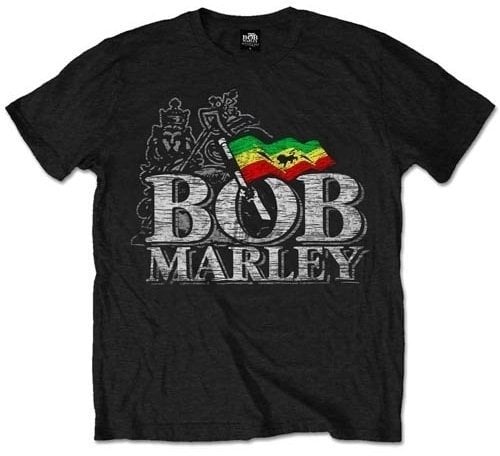 Bob Marley T-shirt Distressed Logo Black L