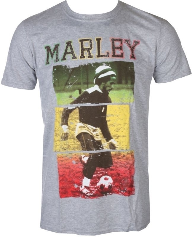Tričko Bob Marley Tričko Football Text Šedá XL