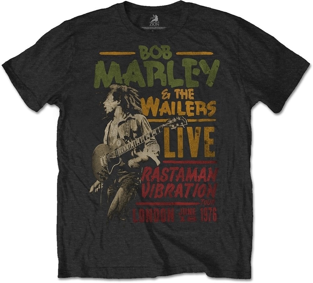T-Shirt Bob Marley T-Shirt Unisex Rastaman Vibration Tour 1976 Unisex Black 2XL